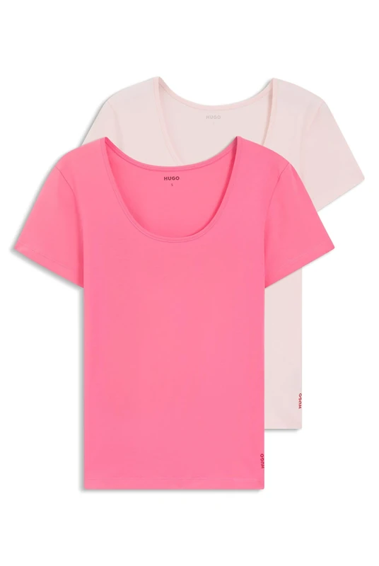 HUGO Womens Twin T-Shirt RN Two-Pack of Underwear T-Shirts in Stretch Cotton