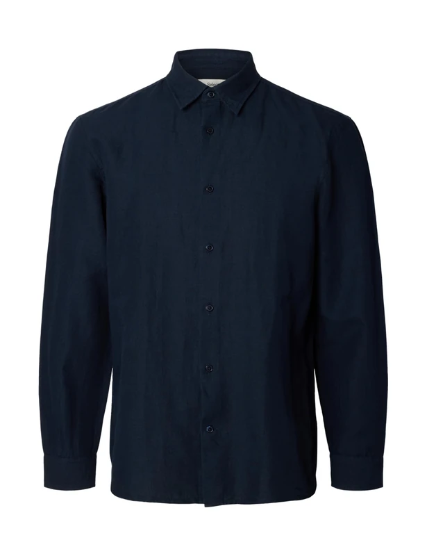 SELECTED MEN Slhregclay Linenblend LS Shirt Cla Noos, Sky Captain, XL