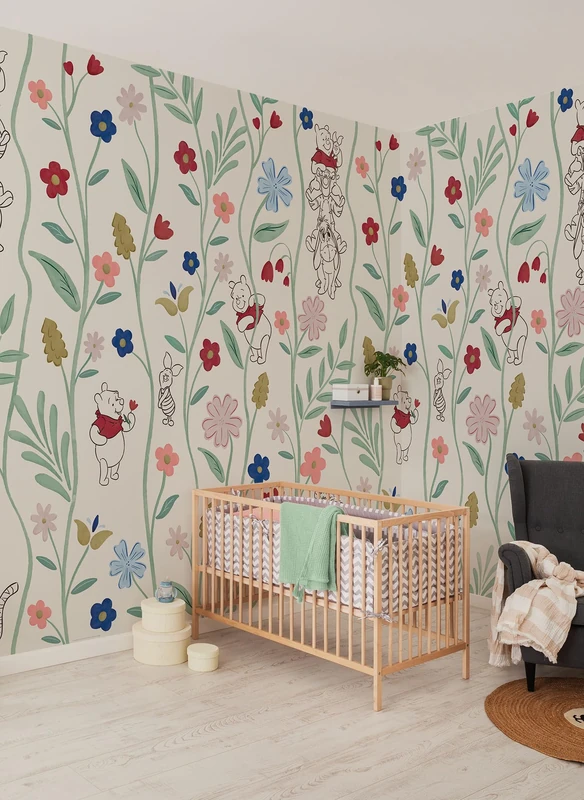 Komar Disney Winnie The Pooh Blossom Friends Vinyl Wallpaper Size 212 x 250 cm 1 Roll 4 Panels Nursery Baby Room Wallpaper