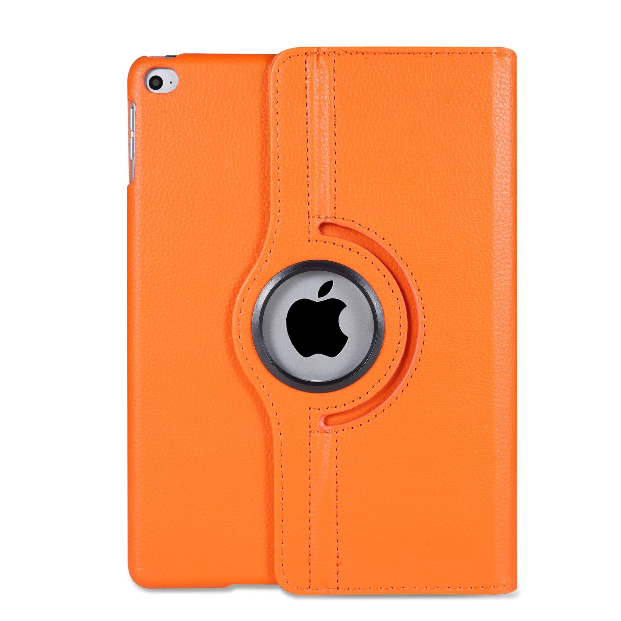 360° Rotating Case for iPad 9.7 – Compatible with iPad 5th/6th Gen (2017/2018), iPad Air 1 (2013), iPad Air 2 (2014) – PU Leather Stand Cover with Auto Wake/Sleep (Orange)