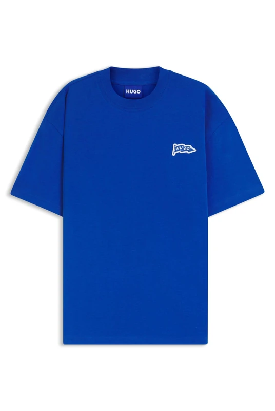 HUGO Mens Nohatio Logo-Flag T-Shirt in Cotton Jersey