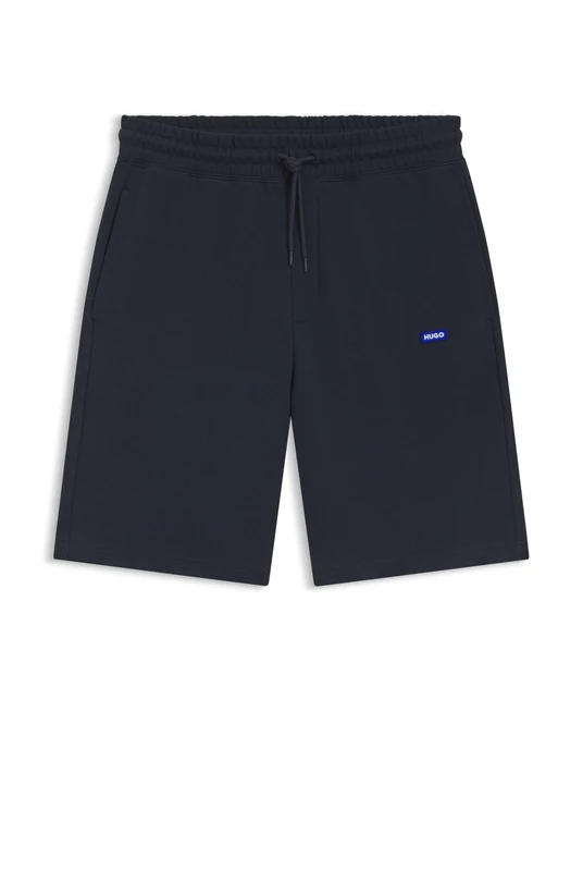 HUGO Mens Nasensio Cotton-Terry Shorts with Blue Logo Patch
