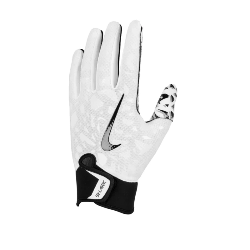 Nike Youth Shark 2.0 Football Gloves – Kids' American Football Gloves – Grip Receiver Gloves for Training & Matches, White/White/Black, L