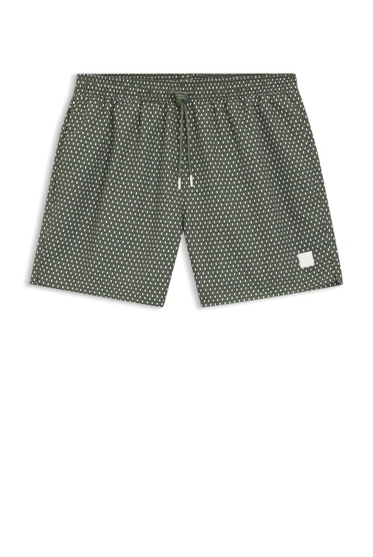 BOSS Mens Vibe Seasonal-Pattern Swim Shorts with Logo Label