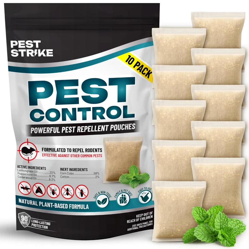 Mouse Repellent Pouches - 10 Pack Rat Repellent Outdoor and Indoor for Rat, Ant, Roach, Mosquito, and Moth - Safe and Long Lasting Protection Mice Repellent