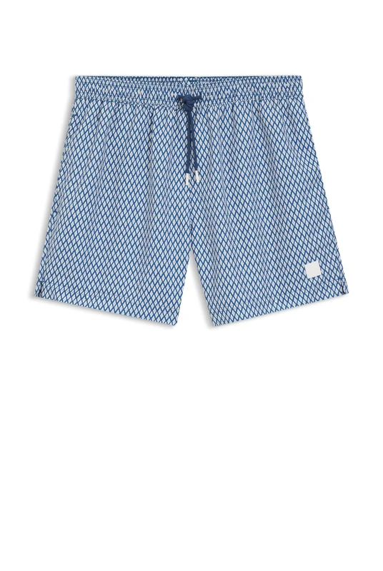 BOSS Mens Vibe Seasonal-Pattern Swim Shorts with Logo Label