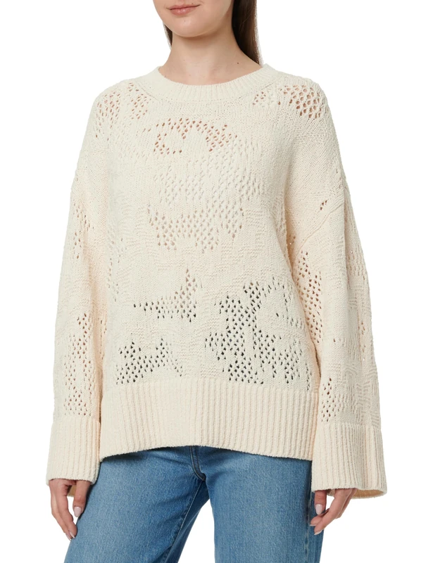 BOSS Women's Knitted Sweater, Open White 118, M