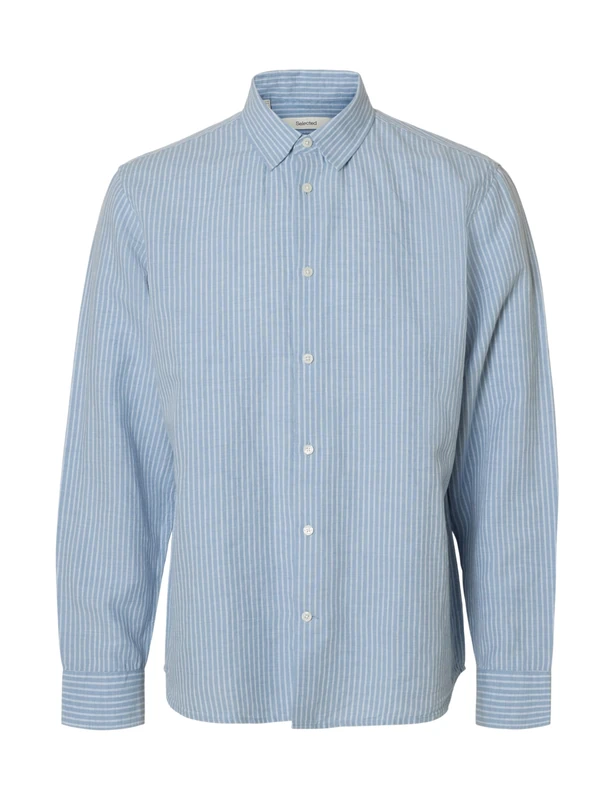 SELECTED MEN Slhregclay Linenblend LS Shirt Cla Noos Blue (Dusty Blue)