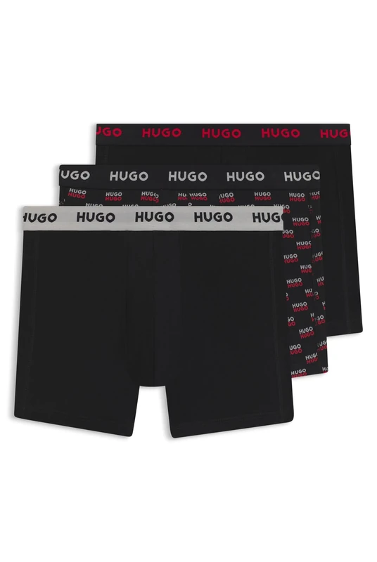 HUGO Men's Boxerbr TRPLT Design 3 Pack Tight Fit Stretch Cotton Boxer Shorts, Open Miscellaneous 998, XXL