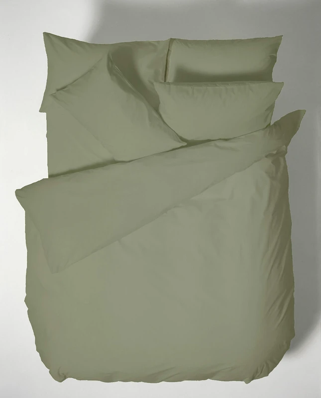 Bianca Plain Dyed Military Green Duvet Cover Set 200 x 220 + 65 x 65 (2) - Image 1