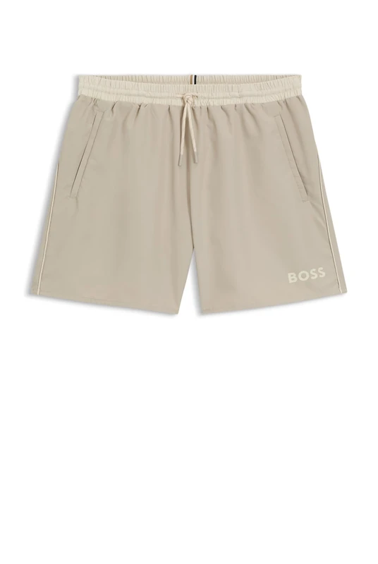 BOSS Mens Starfish Contrast-Logo Swim Shorts with Full Lining