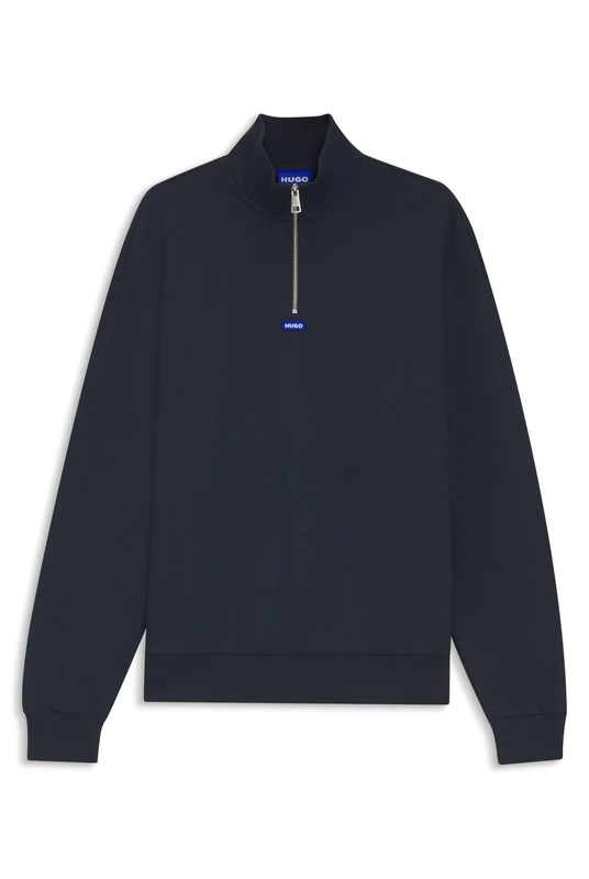 HUGO Mens Neeler Blue-logo sweatshirt in cotton terry