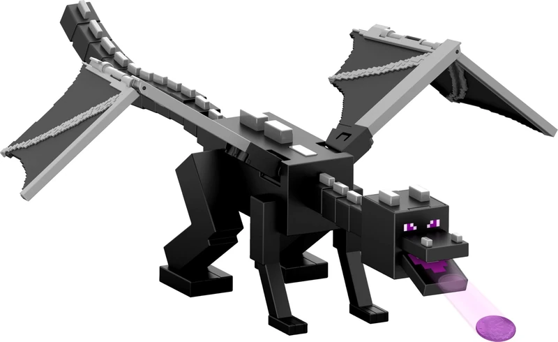 Mattel Minecraft Dragon’s Breath Ender Dragon Action Figure with 10 Discs, Giant Toy with 21.6-inch Length, 20-inch Wingspan with Moving Wings & Launcher, JKC13