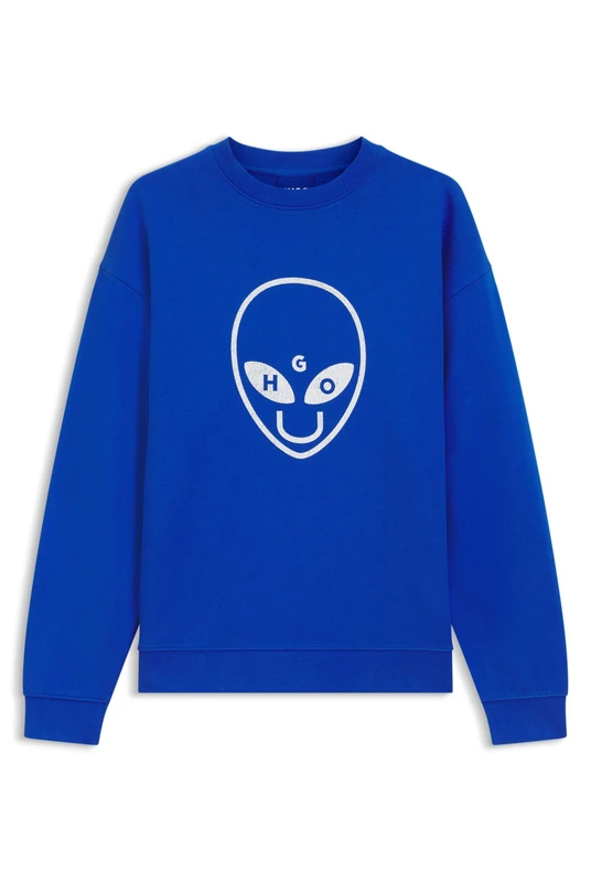 HUGO Cotton-terry Sweatshirt With Logo Artwork