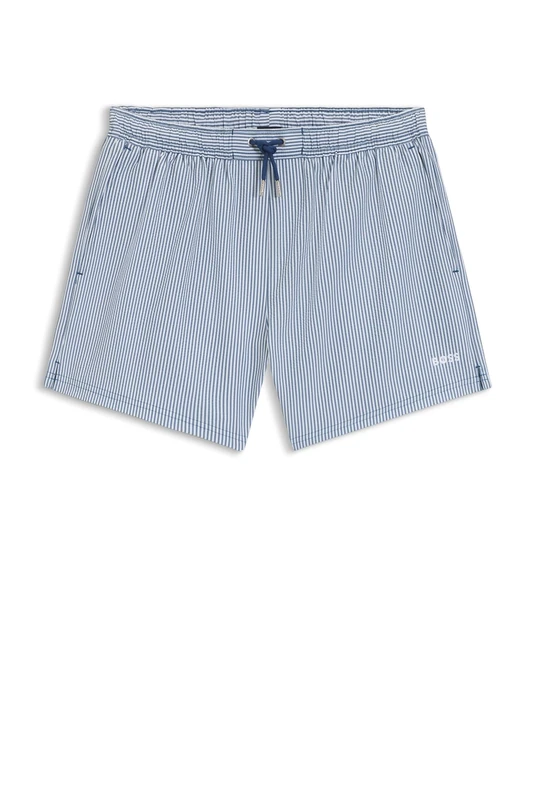 BOSS Mens Velvetfish Swim Shorts in Seersucker Fabric with Embroidered Logo