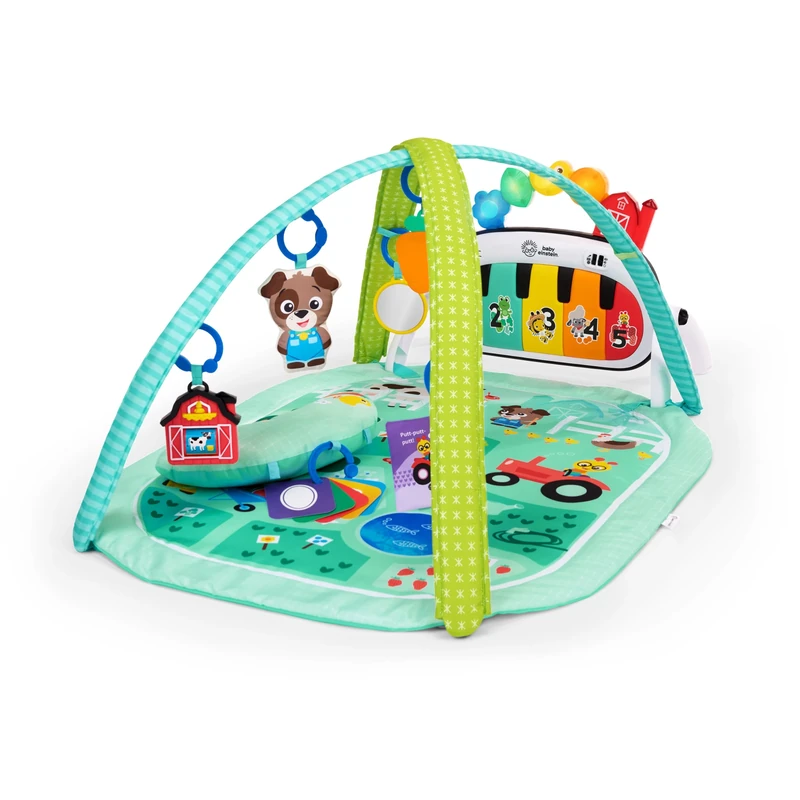 Baby Einstein Farm Explorers 4-in-1 Kickin’ Tunes Musical Meadow Music & Language Discovery Gym, Play Mat with Kick Piano, Ages 0 Months and Up