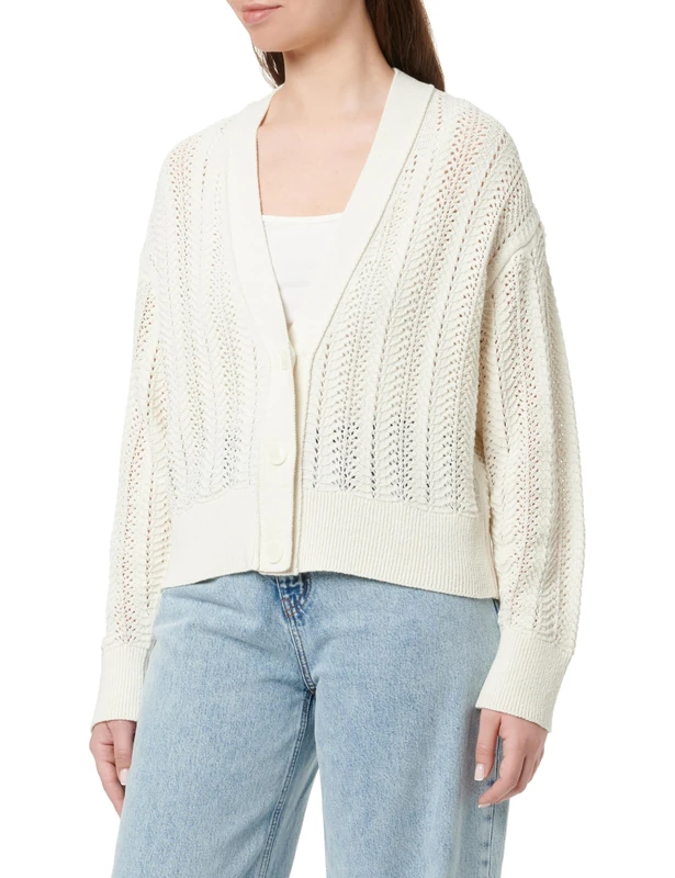 BOSS Women's Knitted Cardigan, Open White 118, XS - Image 1