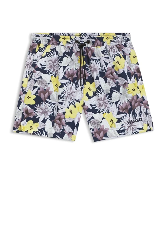 HUGO Mens CALALA Quick-Dry Swim Shorts with All-Over Print