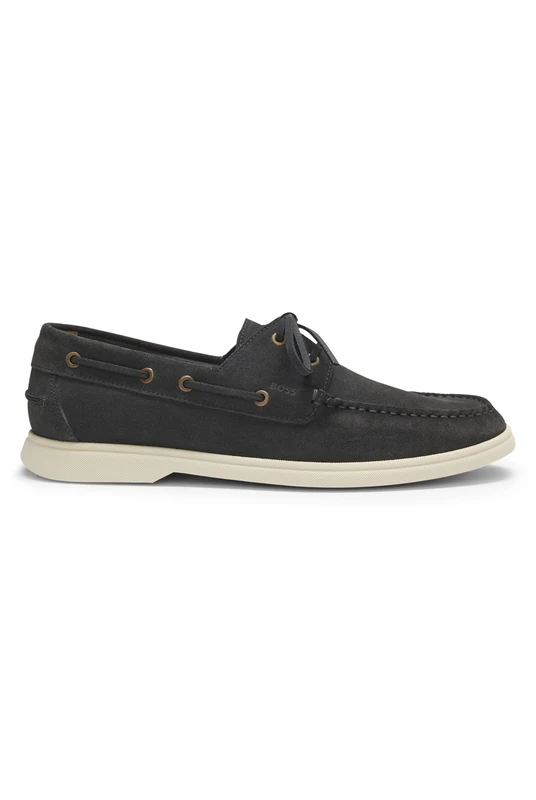 BOSS Men's Sienne SD 10247967 01 Boat Shoes, Darkgray, 9 UK