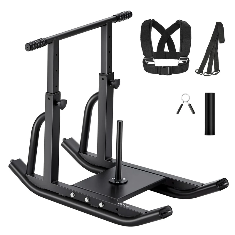 VEVOR Weight Sled, Steel Power Sled, Fitness Training Sleds for Athletic Exercise Speed Improvement, Workout Equipment with Adjustable Height Handle, Compatible with 25/51 mm Weight Plates, Black