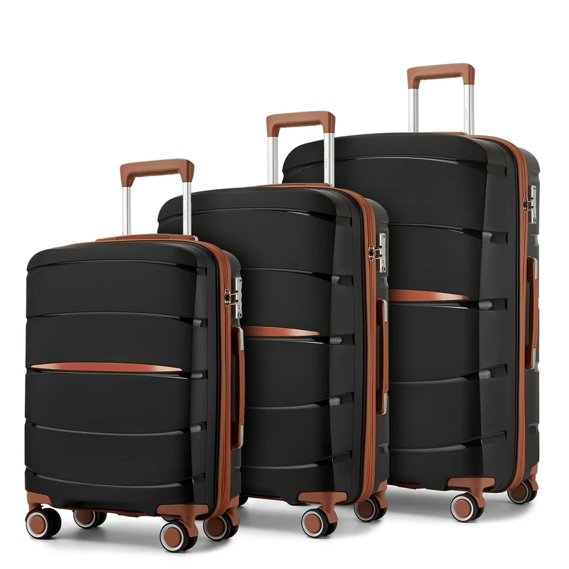 Kono Luggage Set of 3 Piece Suitcase, Lightweight Hand Suitcase with 4 Spinner Wheels, Lightweight Polypropylene Hard Shell Luggage Built-in TSA Lock, Large Medium Small Suitcases