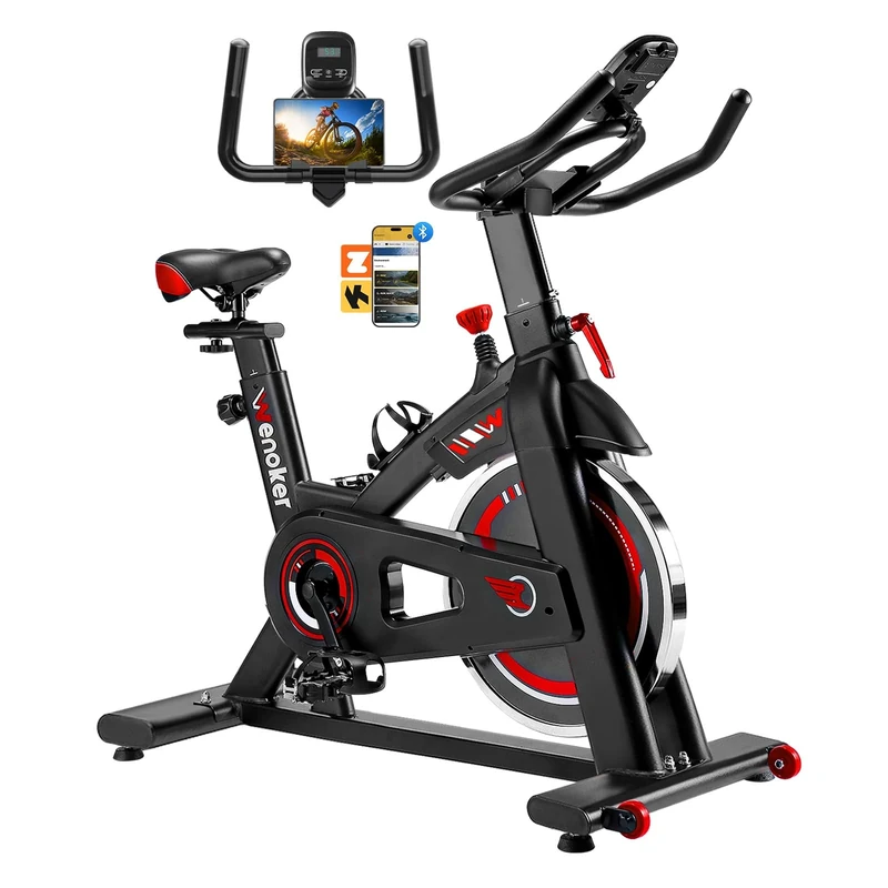 Wenoker Exercise Bike APP Compatible, Indoor Cycling Spin Bike for Home Gym Use with LCD Display&Tablet Holder, Fitness Bike Exercise Equipment Cardio Training Machine