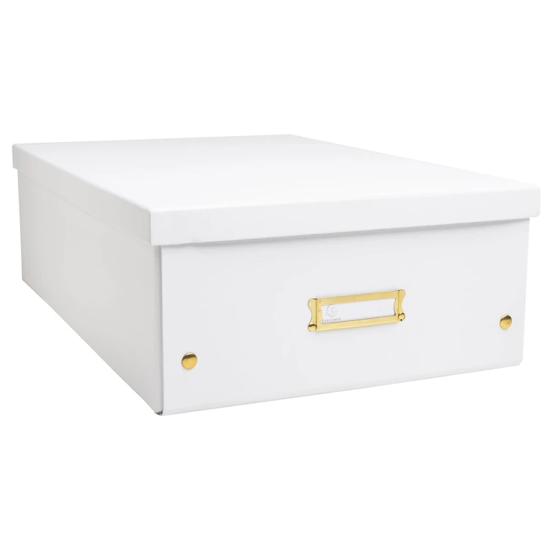 Exacompta - Ref 62458E - Box of 5 Neo Deco storage boxes - delivered flat - easy to assemble thanks to press studs - size A3 - dimensions 33 x 50 x 18 cm - white