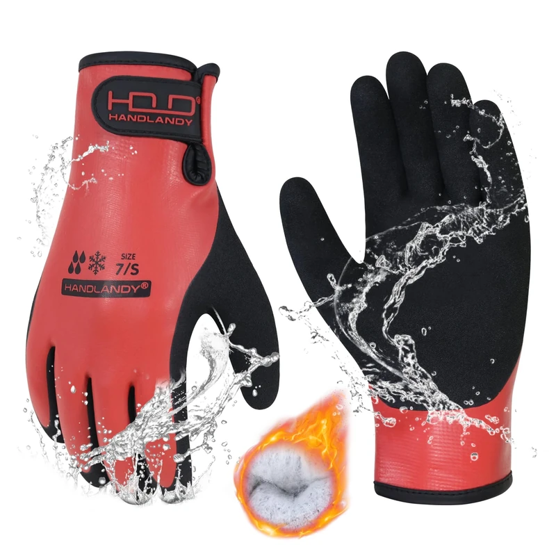 HLDD HANDLANDY Waterproof Work Gloves for Men and Women, Freezer Work Glove for Cold Weather, Thermal Winter Gloves With Grip