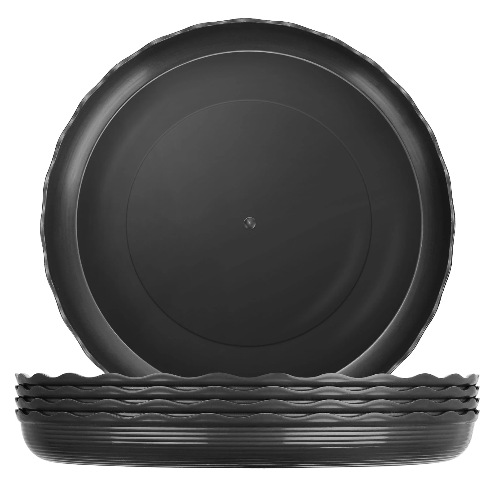 Tuevob Plant Saucer 5 Pack Garden Plater Saucers Flower Pot Drip Trays Plastic Plant Pot tray 30cm Outdoor Indoor Flower Pot Saucer Potted Plant Pot Water Tray Base Indoor Outdoor Plate- Black