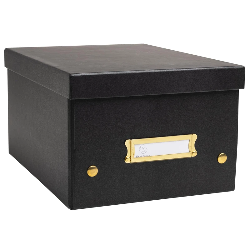 Exacompta - Ref 62251E - Box of 5 Neo Deco Storage Boxes - Delivered Flat - Easy to Assemble Thanks to Press Studs - Size A5 - Dimensions 20 x 26 x 15 cm - Black