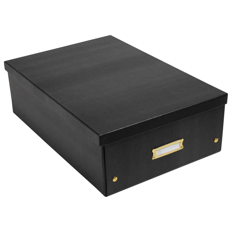 Exacompta - Ref 62451E - Box of 5 Storage Boxes Neo Deco - Supplied Flat - Easy to Assemble with Poppers - A3 Format - Dimensions 33 x 50 x 18 cm - Black