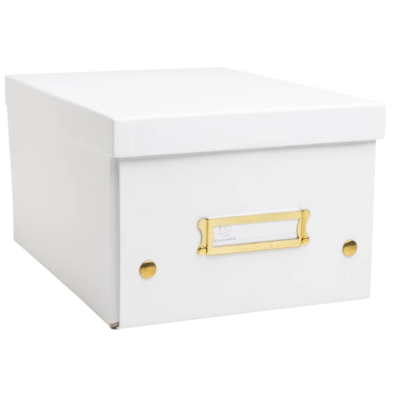Exacompta - Ref 62258E – Box of 5 Storage Boxes Neo Déco – Supplied Flat – Easy to Assemble with Poppers – A5 Format – Size 20 x 26 x 15 cm – White