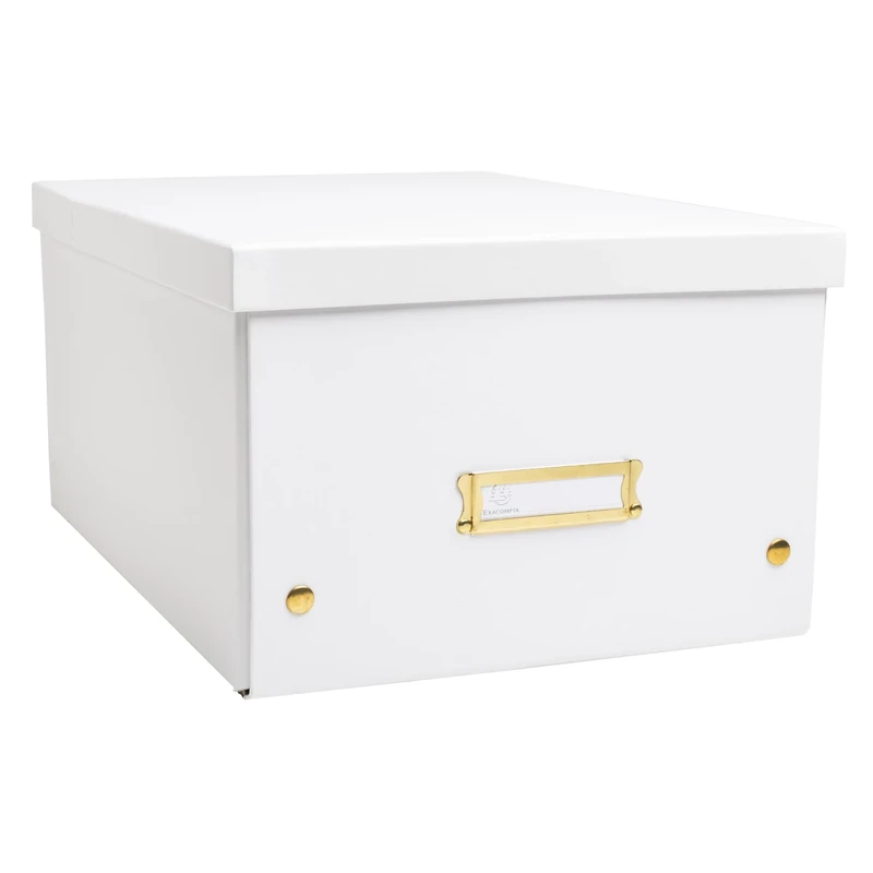 Exacompta - Ref 62358E - Box of 5 Neo Deco Storage Boxes - Delivered Flat Packed - Easy to Assemble Thanks to Press Studs - Size A4 - Dimensions 27 x 36 x 20 cm - White