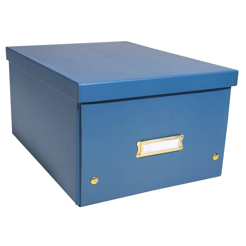 Exacompta - Ref 62352E - Box of 5 Neo Deco Storage Boxes - Flat Packed - Easy to Assemble with Poppers - A4 Size - Size 27 x 36 x 20 cm - Blue