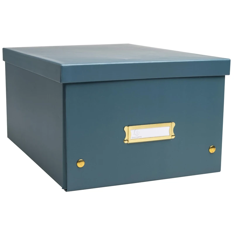 Exacompta - Ref 62353E - Box of 5 Neo Deco Storage Boxes - Delivered Flat Packed - Easy to Assemble Thanks to Press Studs - Size A4 - Dimensions 27 x 36 x 20 cm - Colour Duck Blue