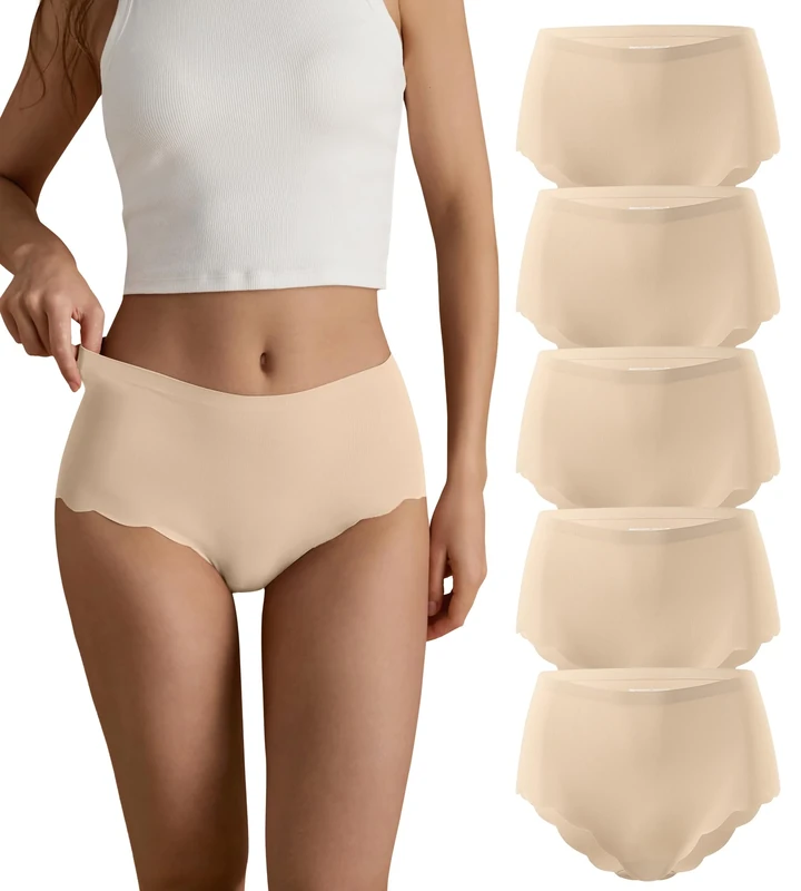 SHARICCA Seamless High Waisted Women's Knickers - No-Show Multipack