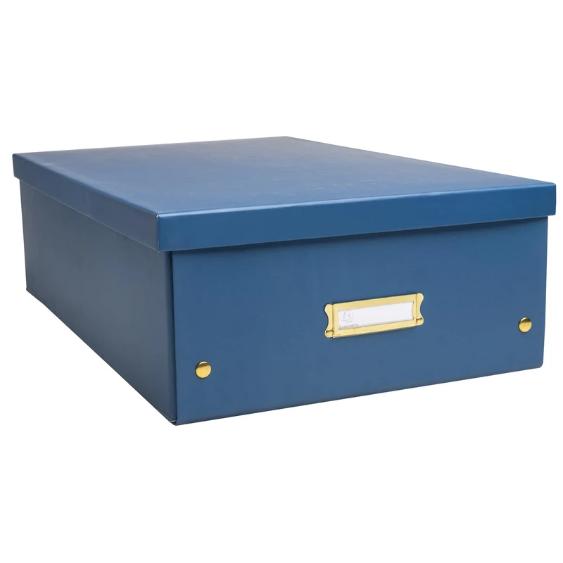 Exacompta - Ref 62452E - Box of 5 Neo Deco Storage Boxes - Delivered Flat - Easy to Assemble Thanks to Press Studs - Size A3 - Dimensions 33 x 50 x 18 cm - Blue