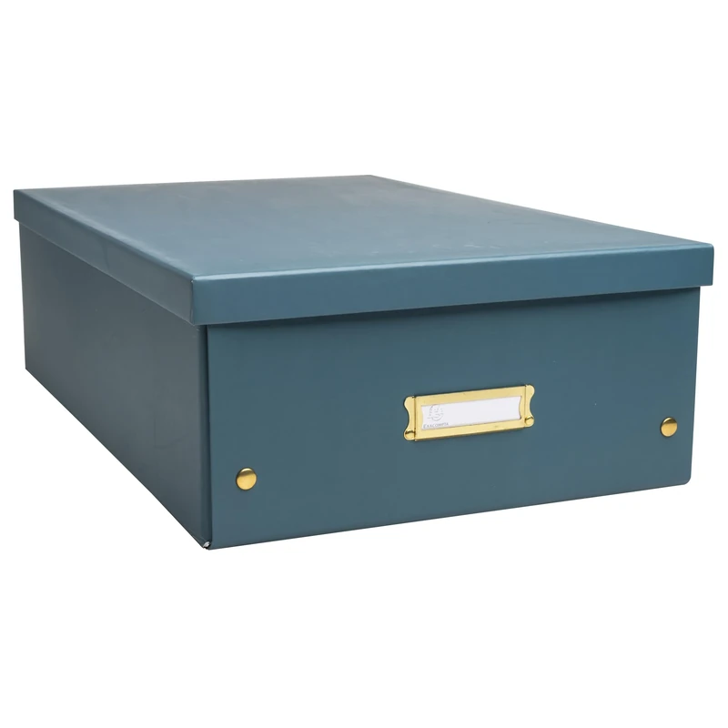 Exacompta - Ref 62453E - Box of 5 Neo Deco Storage Boxes - Delivered Flat - Easy to Assemble Thanks to Press Studs - Size A3 - Dimensions 33 x 50 x 18 cm - Duck Blue