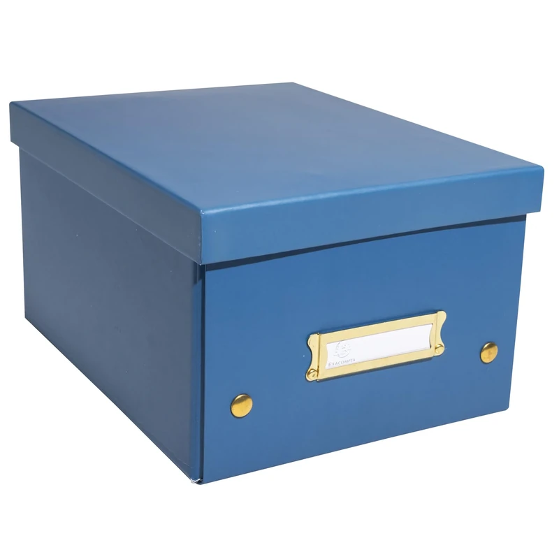 Exacompta - Ref 62252E - Box of 5 Neo Deco Storage Boxes - Delivered Flat - Easy to Assemble Thanks to Press Studs - Size A5 - Dimensions 20 x 26 x 15 cm - Blue