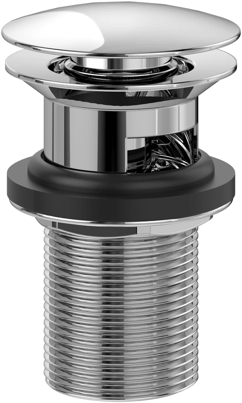 Villeroy & Boch Universal Taps & Fittings Push-Open Drain Set for Washbasin, Brass Drain Valve, Round Pop-Up Valve, Bathroom Accessories, Chrome