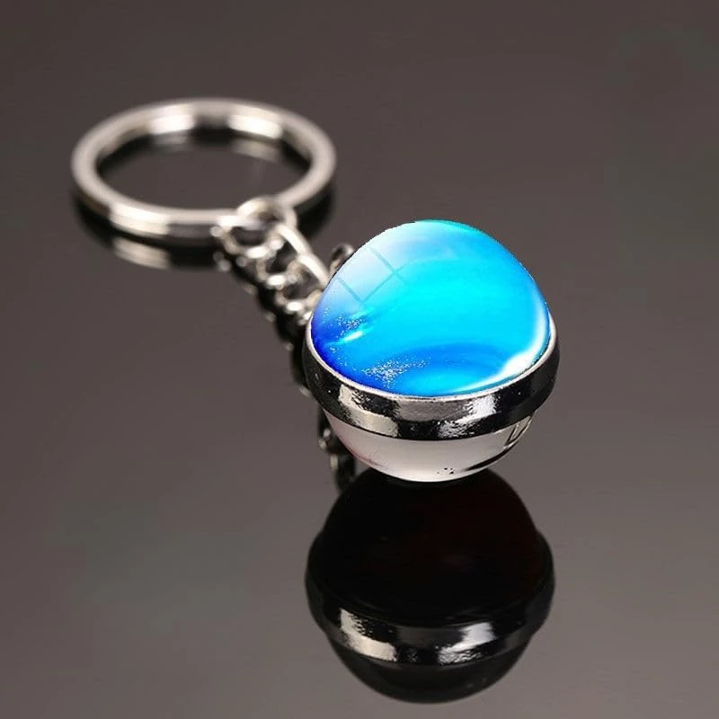 Keychains Luminous Planets Fashion Double-sided Crystal Pendant Key Ring Bags Key Chains Gifts Accessories, Neptune, One Size