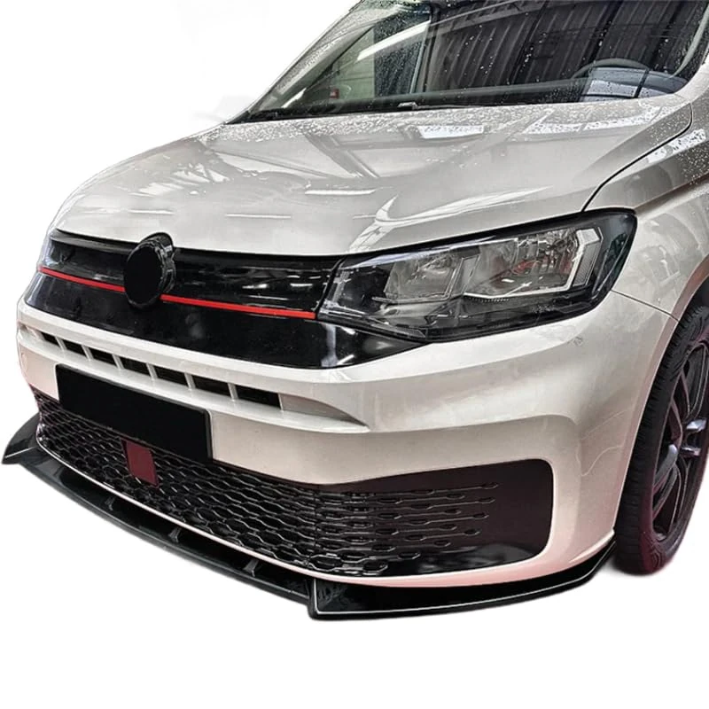 AutoStyle Front spoiler lip compatible with Volkswagen Caddy V 2020- (Glossy Black ABS)