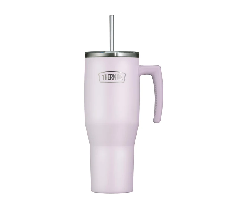 Thermos Refreshing Series Insulated Drinking Cup 1.1 L Lavender Matt Tumbler with Straw and Handle for Travel, Work or Home, Tasteless Double-Walled Stainless Steel