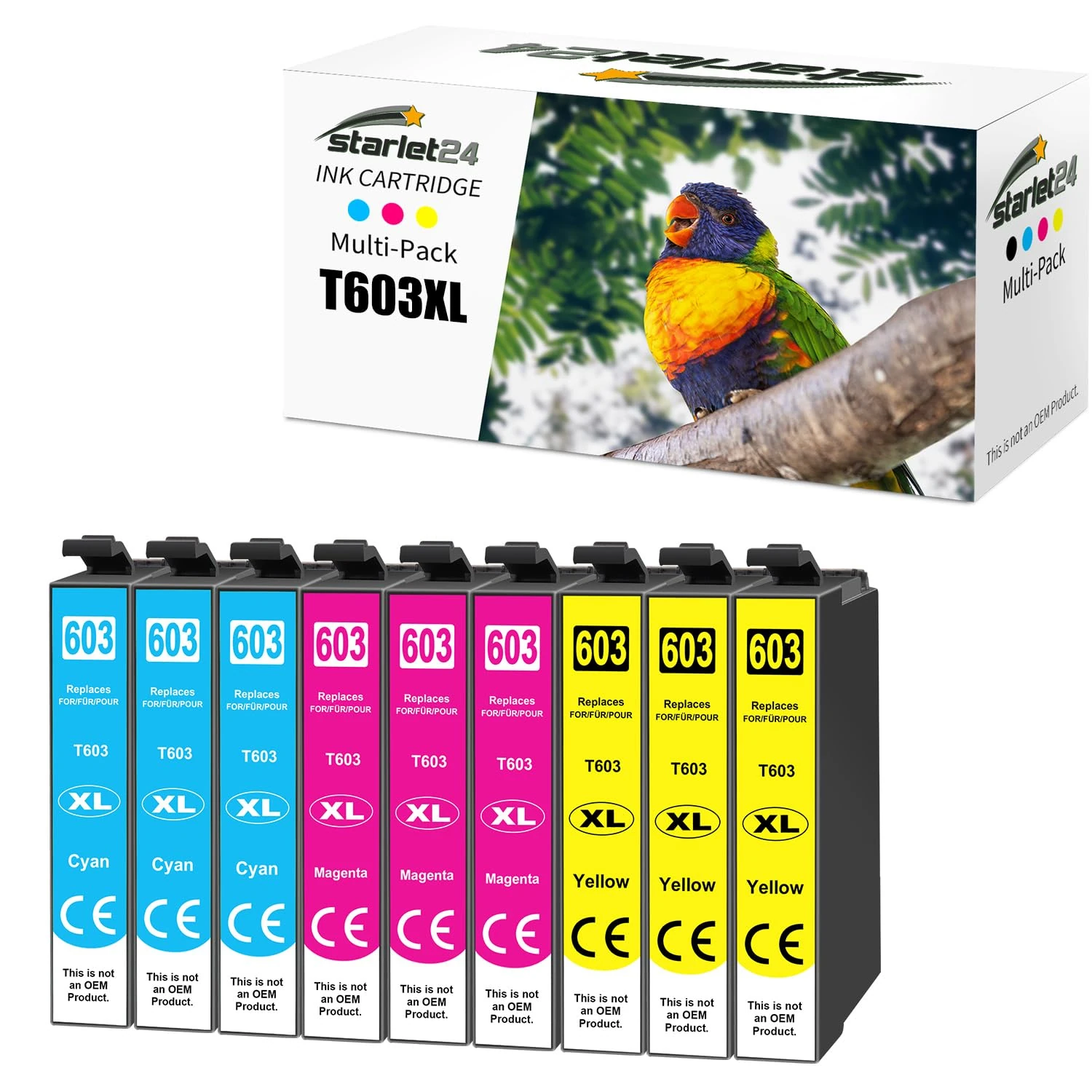 Starlet24 9X 603XL Colour Ink Cartridges for Epson 603XL 603 XL Cyan Magenta Yellow for Epson Expression Home XP-2100 XP-2105 XP-3100 XP-3105 XP-4155 Workforce WF-2810 WF-2830 WF-2850