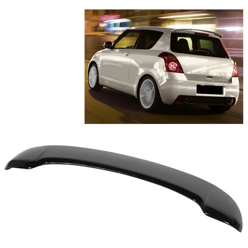 AutoStyle Roof spoiler compatible with Suzuki Swift II 2005-2010 (ABS Glossy Black)
