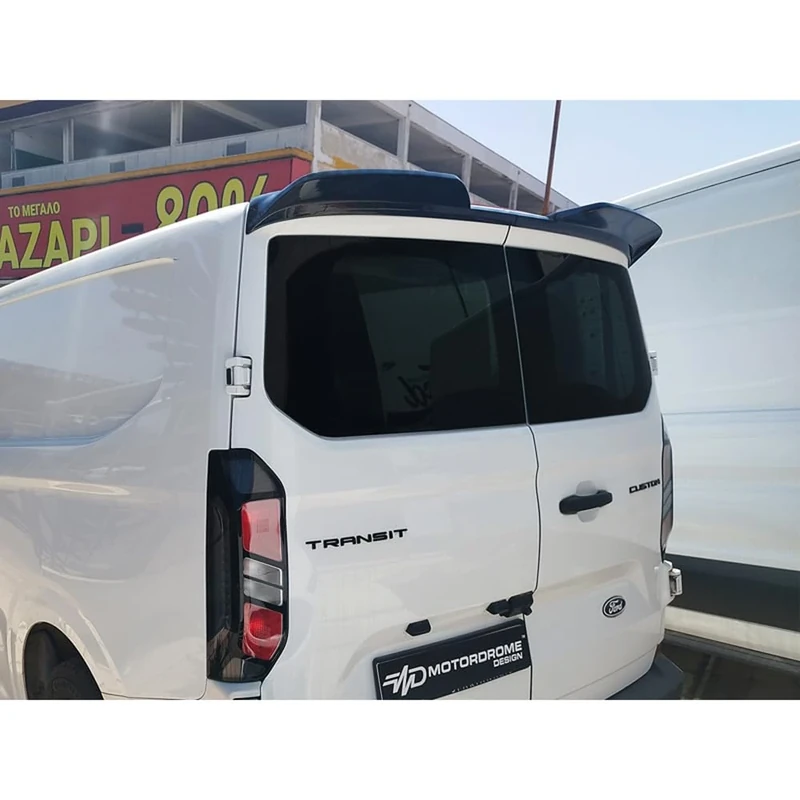 Motordrome Roof spoiler V.3 compatible with Ford Transit Custom (V710) 2023- & Volkswagen Transporter T7 2024- (with 2 barn doors) (PU)