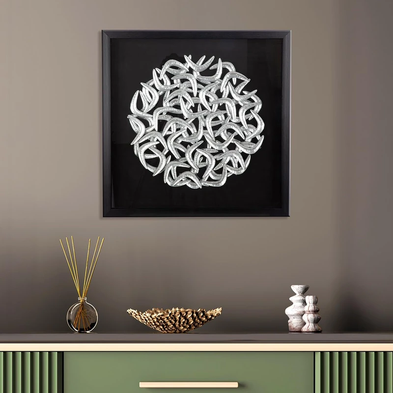 Casablanca Salerno Square Picture, 60 x 60 cm, Plastic, Black, Glossy, Metallic Look, Textured