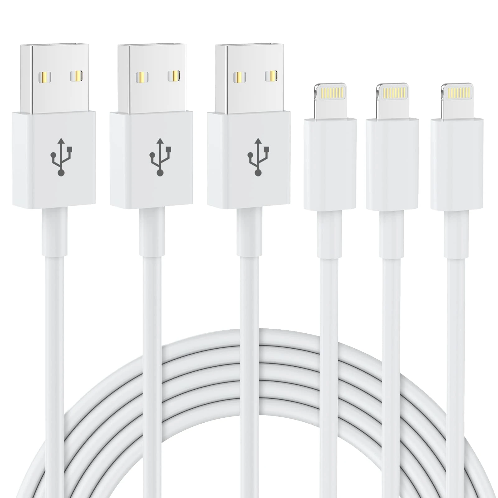 3 Pack iPhone Charger Cable 1.8M [Apple MFi Certified] Lightning to USB Cable Lead 6 Foot, 2.4A Fast Charging Cable for iPhone 14 13 12 11 Pro Max XS XR X 8 7 6 Plus 5, iPad and iPod