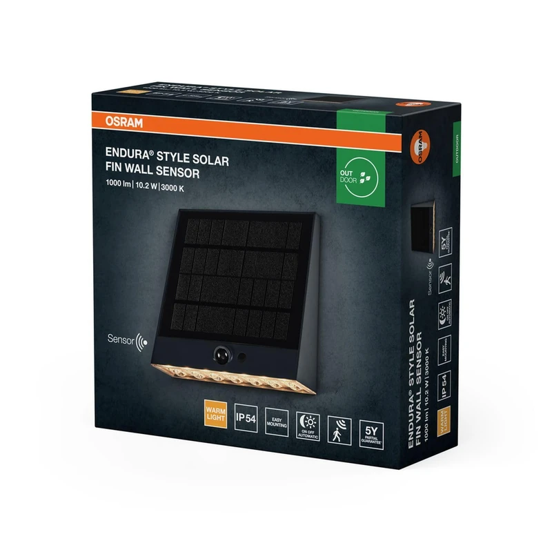 Endura Style Solar Bright Sensor Wall Fin IP54 Dark Grey
