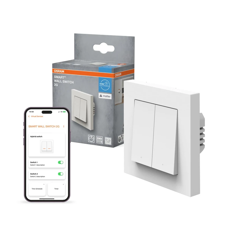 OSRAM SMART+ WiFi Matter Wall Switch 2CH 16AX IP20
